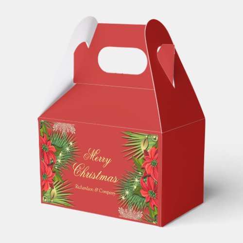 Corporate Christmas Party Red and Gold Favor Box