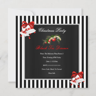 Corporate Christmas Party Red Black White Stripe Invitation
