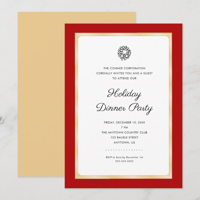 Corporate Christmas Party Simple Classic Invitation (Front/Back)
