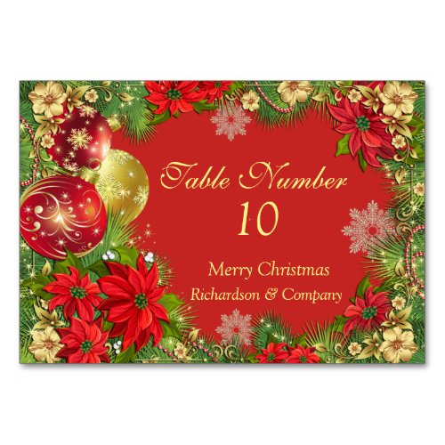 Corporate Christmas Party Table Number Card