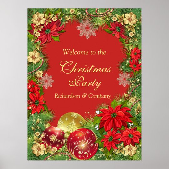 Corporate Christmas Party Welcome Poster  Zazzle.com