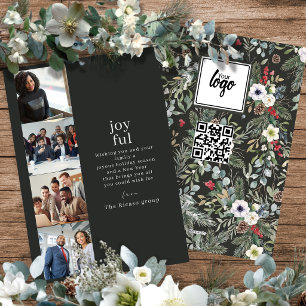 Corporate Christmas Personalized 4 Photo Collage Holiday Card