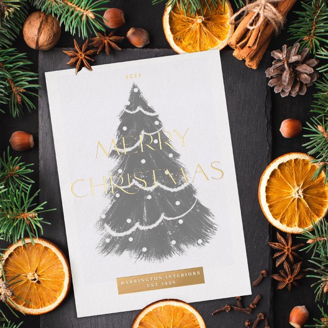Corporate Christmas Tree Merry Christmas Foil Holiday Card (Creator Uploaded)