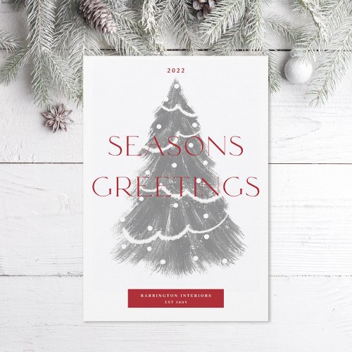 Corporate Christmas Tree Seasons Greetings Holiday Card