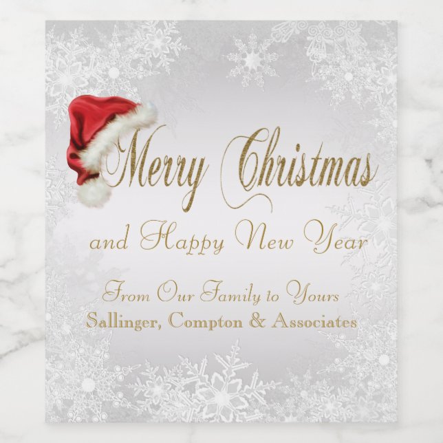 Corporate Christmas Wine Bottle Labels (Single Label)