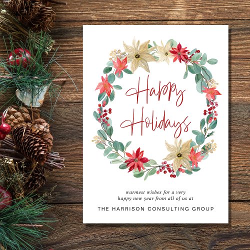 Corporate Christmas Wreath Watercolor Holiday Card