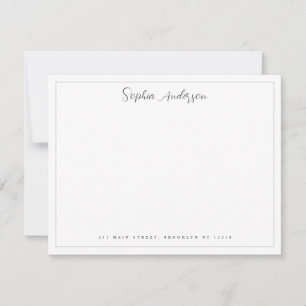 Corporate Classic Border Script Name Address Black Note Card