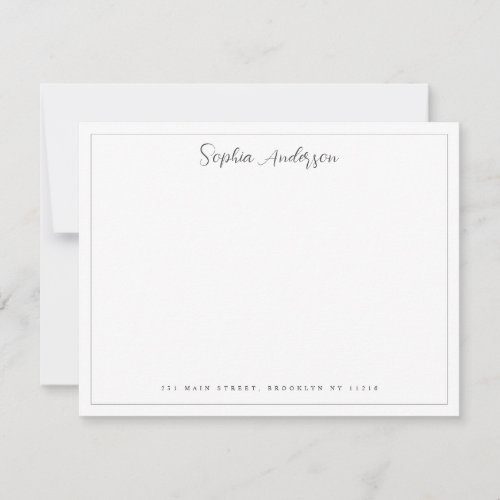 Corporate Classic Border Script Name Address Black Note Card