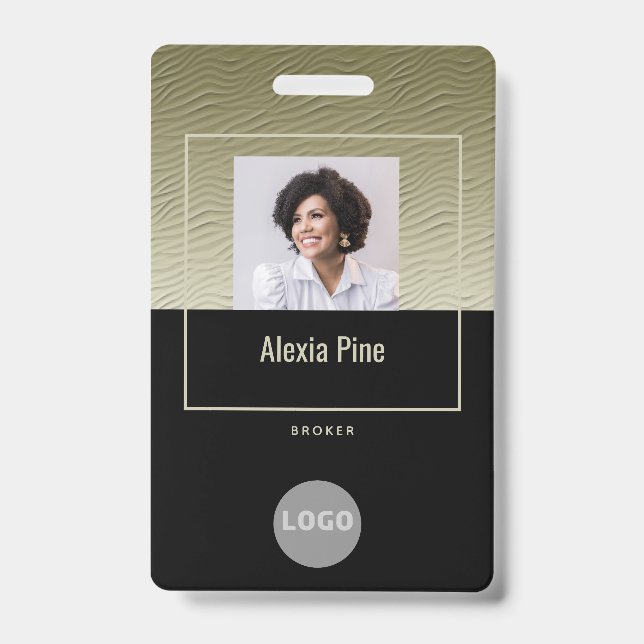 Corporate Classy Gold Employee ID Logo Name Photo Badge (Front)