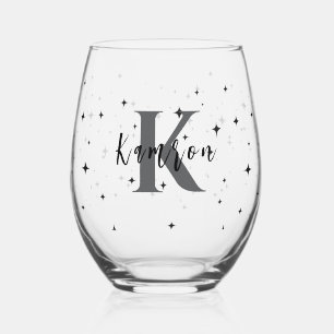 Corporate clients monogram Bulk gifts Stemless Wine Glass