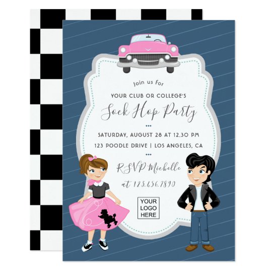 Corporate Club College School Sock Hop Retro Party Invitation