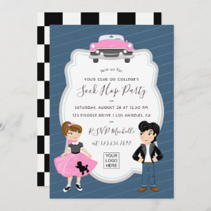 Corporate/Club/College/School Sock Hop Retro Party Invitation
