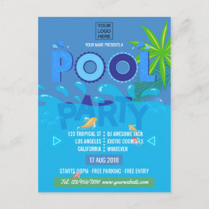 Corporate/Club Summer Pool Party Postcard