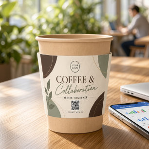 Corporate Coffee & Collaboration Custom Logo QR Cup Sleeve