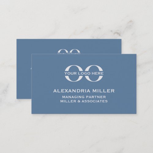 Corporate Company Logo Branded Blue Business Card