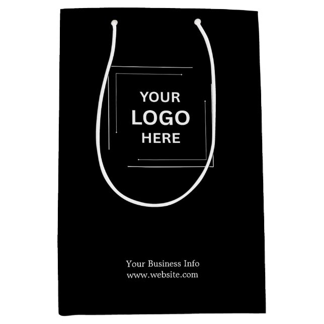 Corporate Company Professional Custom Black  Medium Gift Bag (Front)