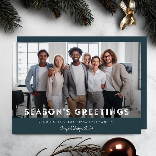 Corporate Company Team Photo Christmas Business Holiday Card