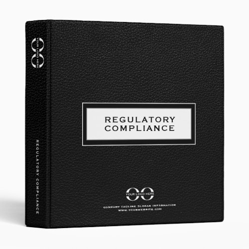 Corporate Compliance Record Book Black Leather 3 Ring Binder