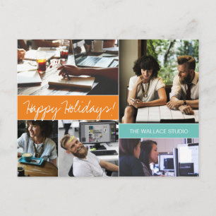 Corporate Connection: Modern Orange and Teal Compa Postcard