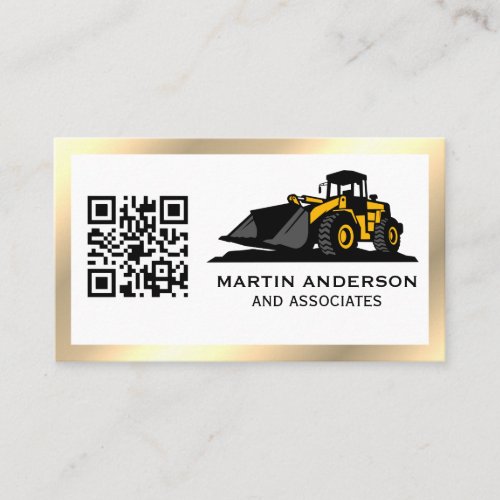 Corporate Construction  QR Code  Gold Metallic Business Card