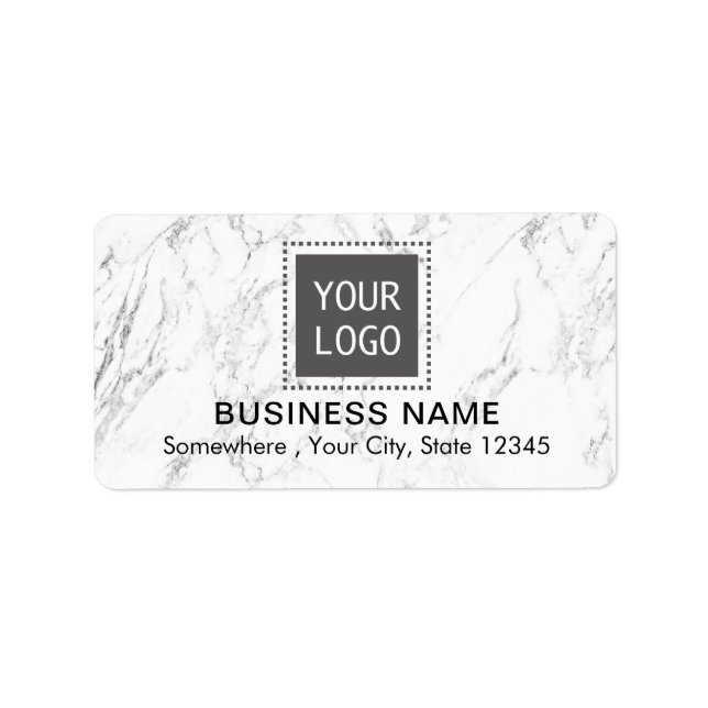 Corporate Custom Logo Modern White Marble Business Label (Front)
