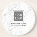 Corporate Custom Logo Modern White Marble Coaster<br><div class="desc">Corporate Custom Logo Modern White Marble Coasters.</div>