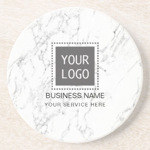 Set of 2 HD SuperClear Drink Coaster PERSONALISED Initial White Marble Y01502