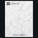Corporate Custom Logo Modern White Marble Letterhead<br><div class="desc">Corporate Custom Logo Modern White Marble Letterhead.</div>