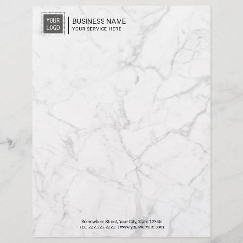 Corporate Custom Logo Modern White Marble Letterhead