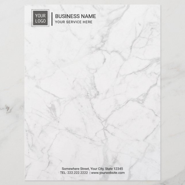 Corporate Custom Logo Modern White Marble Letterhead (Front)
