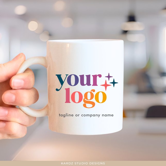 Corporate Custom Text Business Logo Mug (11 oz Mug is shown. Customize it with your logo and text; you can add color to the inside. )