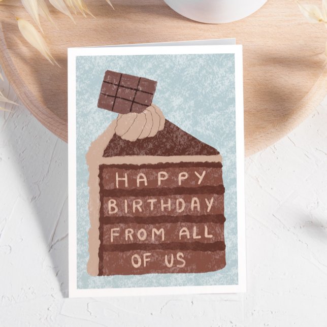 Corporate Cute Chocolate Cake Slice Happy Birthday Card (Creator Uploaded)