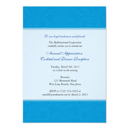 Corporate Damask Cerulean Card