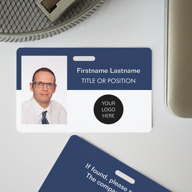 Corporate Dark Blue Photo ID Name Badge (Creator Uploaded)
