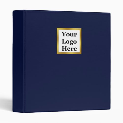 Corporate Dark Blue White and Gold Your Logo Here 3 Ring Binder
