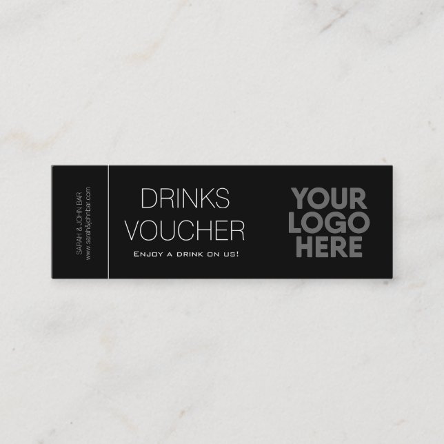 Corporate Drink Voucher Add Your Own Logo Card (Front)