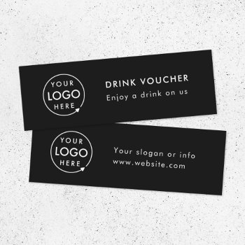Corporate Drink Voucher | Black Event Logo Card by GuavaDesign at Zazzle