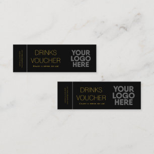 Corporate Drink Voucher Logo Black Gold Mini Card