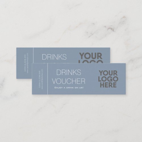 Corporate Drink Voucher Logo Dusty Blue Mini Card