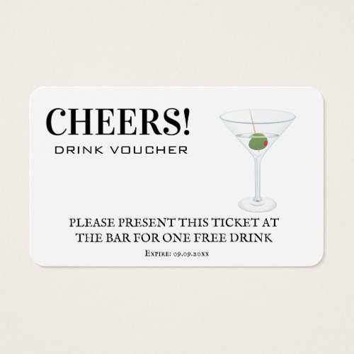 Corporate Drink Voucher Ticket White Insert Card