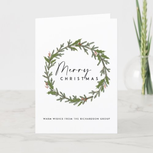 CORPORATE ELEGANT HOLLY BERRY WREATH CHRISTMAS CARD