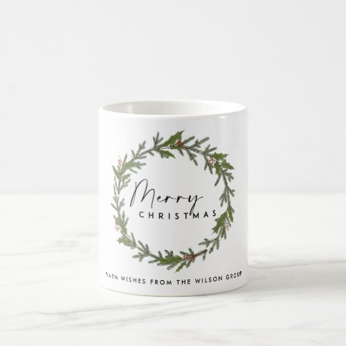 CORPORATE ELEGANT HOLLY BERRY WREATH CHRISTMAS COFFEE MUG
