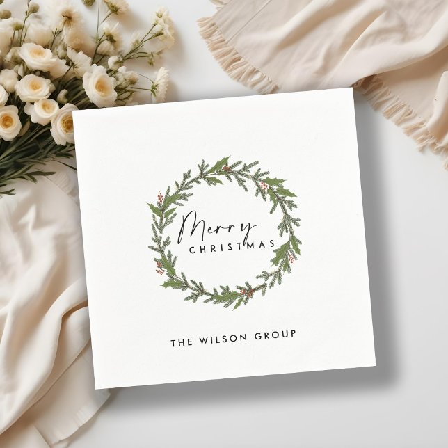 CORPORATE ELEGANT HOLLY BERRY WREATH CHRISTMAS NAPKINS (Creator Uploaded)