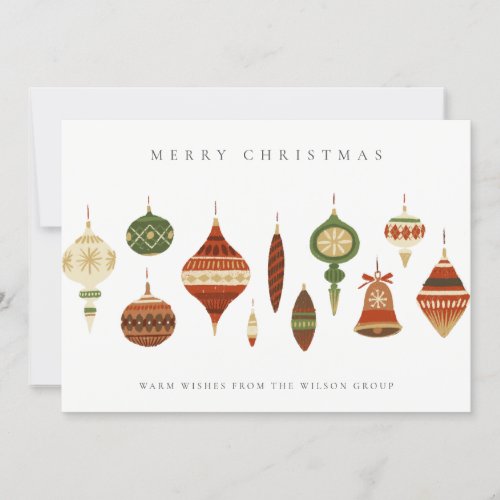 CORPORATE ELEGANT RED GREEN CHRISTMAS ORNAMENTS HOLIDAY CARD