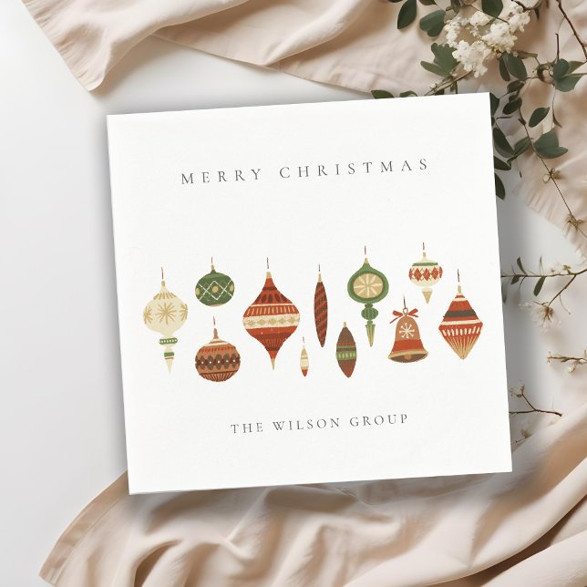CORPORATE ELEGANT RED GREEN CHRISTMAS ORNAMENTS NAPKINS (Creator Uploaded)