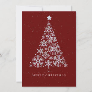 Corporate Elegant Red Snow Flake Christmas Tree Holiday Card