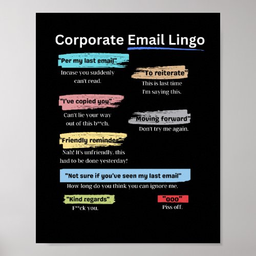 Corporate email lingo funny poster