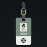 Corporate Employee Photo, Bar Code, Logo, Name Luggage Tag<br><div class="desc">Easily personalize this Custom Employee Name Luggage Tag with Photo, Scan Bar Code and business logo. A simple business design in organic ecofriendly sage green colors fully customizable in front and back sizes, sans-serif basic and modern fonts and a professional and clear look. Perfect as Employee Business Travel Gadgets, Travel...</div>