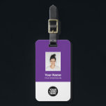 Corporate Employee Photo, Bar Code, Logo, Name Luggage Tag<br><div class="desc">Easily personalize this Custom Employee Name Luggage Tag with Photo, Scan Bar Code and business logo. A simple business design in purple and white colors fully customizable in front and back sizes, sans-serif basic and modern fonts and a professional and clear look. Perfect as Employee Business Travel Gadgets, Travel Accessories...</div>