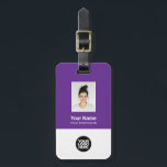 Corporate Employee Photo, Bar Code, Logo, Name Luggage Tag<br><div class="desc">Easily personalize this Custom Employee Name Luggage Tag with Photo, Scan Bar Code and business logo. A simple business design in purple and white colors fully customizable in front and back sizes, sans-serif basic and modern fonts and a professional and clear look. Perfect as Employee Business Travel Gadgets, Travel Accessories...</div>